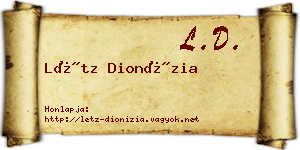 Létz Dionízia névjegykártya